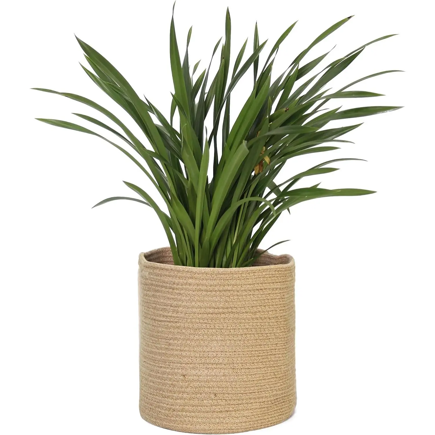 Woven Jute  Basket, Wicker Basket Planter for 10 inch Pot, Round Indoor Tree Pot Cover, Small Boho Storage Bin Organizer, Rustic Baskets for  and  Decor, 11”X11”