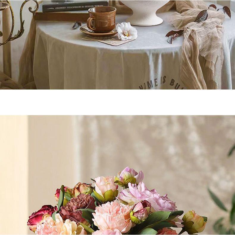 High-Quality Chinese Style Artificial Peony with Burnt Edges, Silk Flowers for Home Decoration and Photography Props