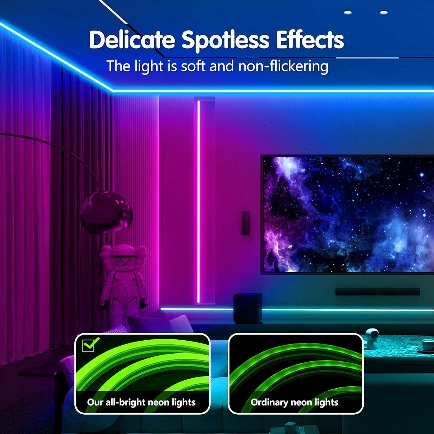 RGB LED Strip Light, 16.4ft Waterproof LED Light Strip with Remote Control & APP Control, Decorative Light for Bedroom, Living Room, Party, Festival