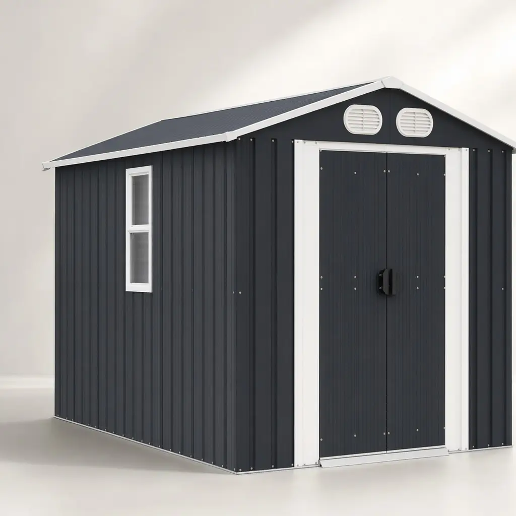 ARCH Campcraft 8 ft x 6 ft Metal Tool Shed, Steel Outdoor Equipment for Backyard Storage, Lockable Doors for Enhanced Security, Air Vents for Effective Ventilation, Dark Gray, Waterproof, UV Resistant, Effortless Installation