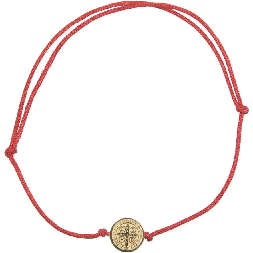 Benedi inspirational adjustable red cord bracelet,  with  or  medals