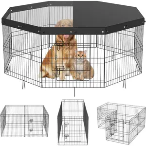 VEVOR Dog Playpen, 8 Pcs 24x 24 in Panels Foldable Metal Pet Exercise Pen, Dog Fence Indoor and Outdoor Pen with Door, Storage Bag and Bottom Pad, Pet Playpen for Dogs, Cats and Other Small Animals