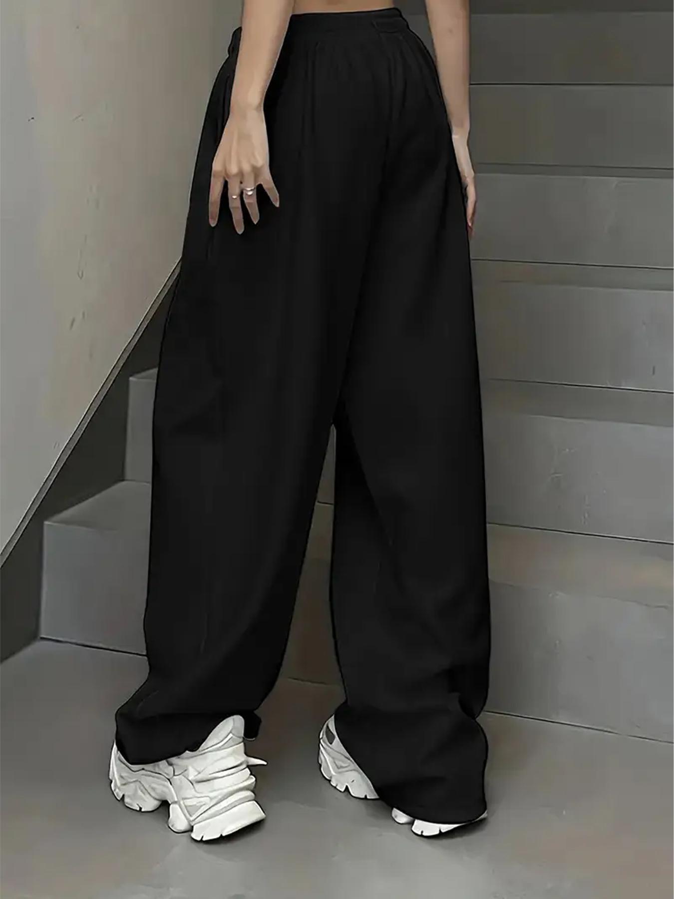 Unisex Letter Print Drawstring Waist Knit Sweatpants, Casual Comfy Loose Fit Pants for Daily Wear, Unisex Bottoms for All Seasons, Womenswear