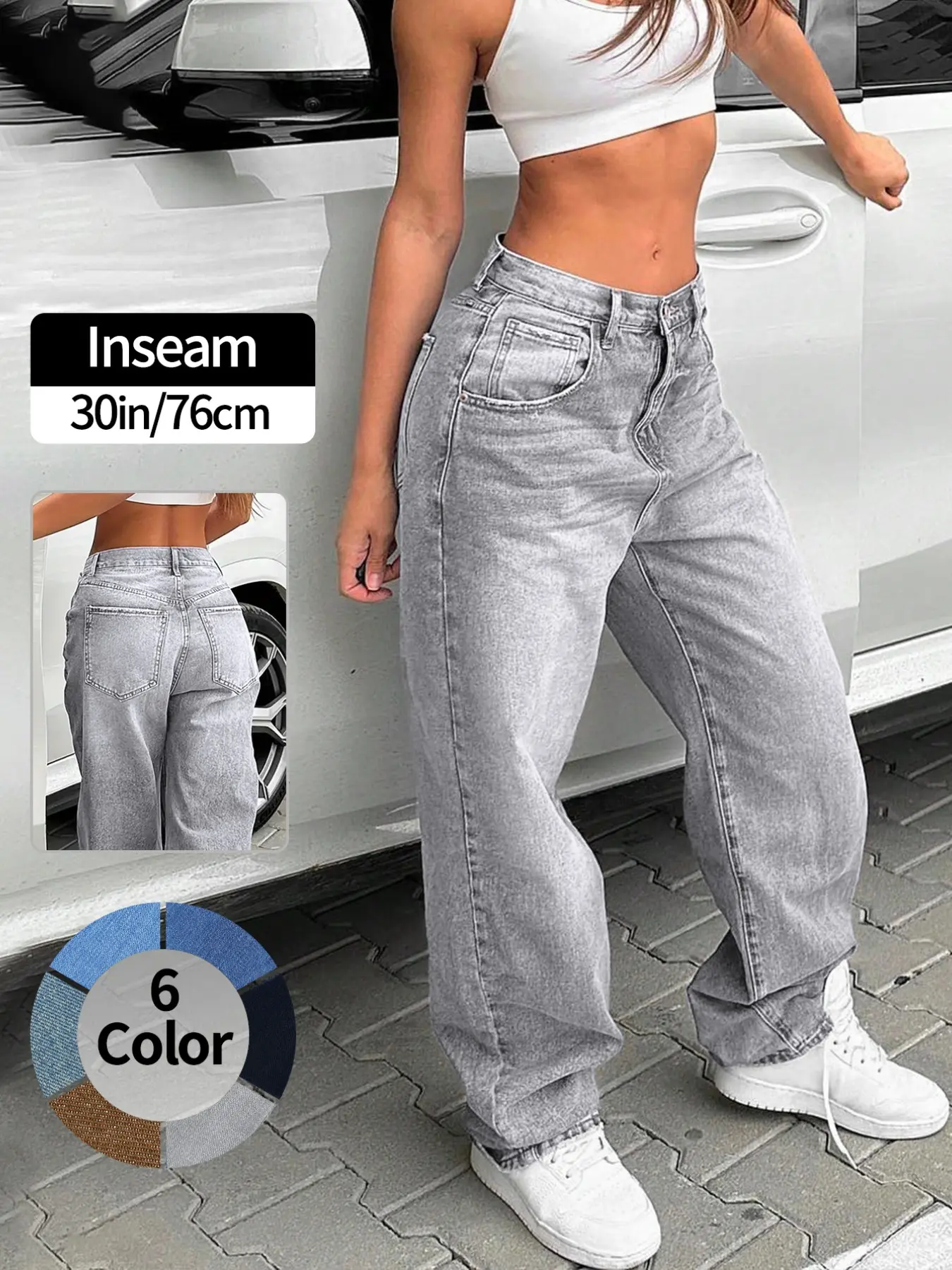 NVFelix Women Baggy Wide Leg Oversize Jeans Pocket Y2K 90s Vintage Hip Hop Loose Denim Streetwear for Casual Daily Wear Pants