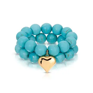 Women's 18K-Plated Turquoise Necklace - Ocean-Style Heart Pendant Lucky Love Symbol, Ideal Costume Jewelry Gift for Wife, Mother