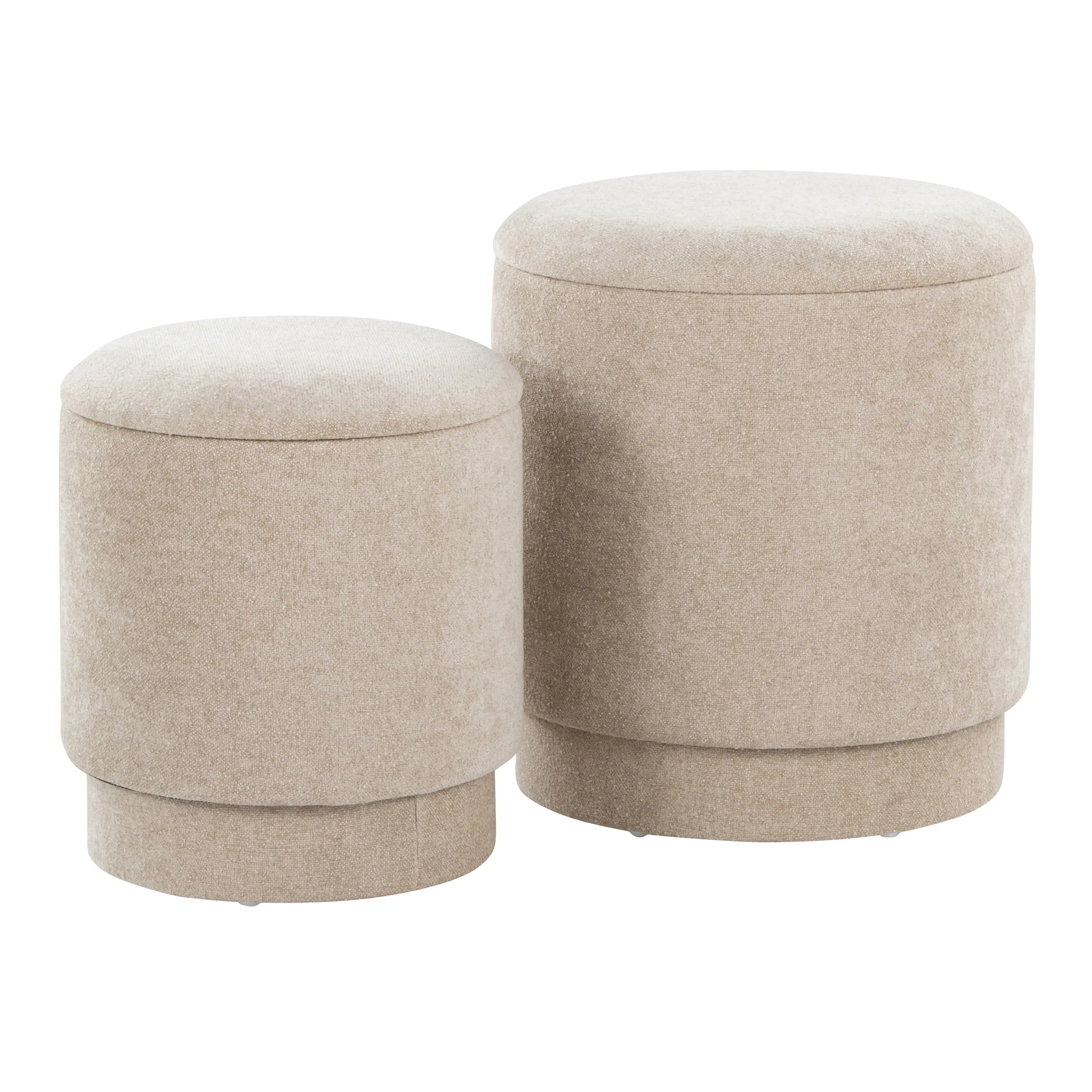 ARCH Upholstered Contemporary Ottoman Set in Beige Fabric - Modern Footrest Stool for Living Room, Bedroom, Nursery, Accent Seating, Compact Ottoman Set, Soft Cushioned Foot Stool, Easy Clean Fabric, Sturdy Base, 1 Set, Home Furniture and Household