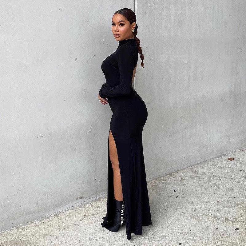 New Style Women's Hot Girl Evening Dress, Sexy Backless Slit Dress