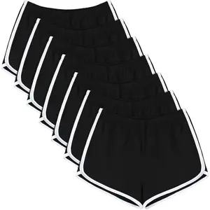7 Pack Womens Cotton Shorts, Dolphin Booty Athletic Gym Sports Shorts for Yoga Lounge Running