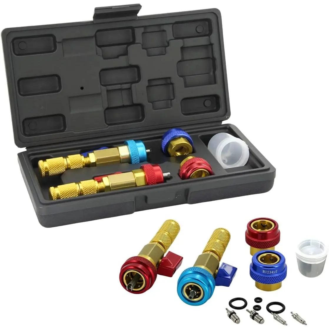 R134A R1234YF Air Condithoning Valve Core Remover Tool, High Low  Valve Core Repair Tool Kit for Automotive Air Condition System, AC Valve Core  for Standard JRA and Schrader Valve