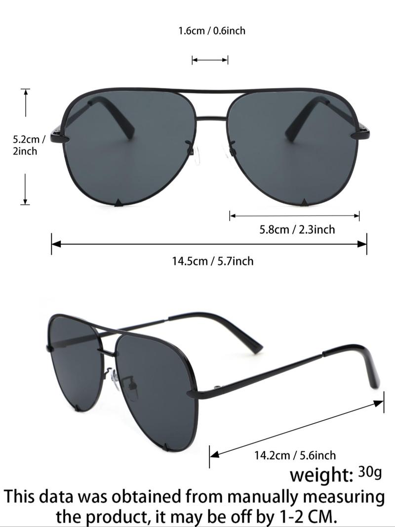 1 Pair Summer Top Bar Design Aviator Frames Sunglasses, New Personality Travel Accessories for Women & Men, Lightweight and Durable for Outdoor Sun Protection Glasses for Daily Use
