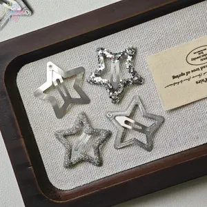 20 Pack Shiny Glitter Hollow Star BB Hair Pins, Silver Y2K Spicy Girl Style Hair Barrettes, Minimalist Cold Tone Side Bang Clips for Daily Outfit & DIY Hairstyle Decor