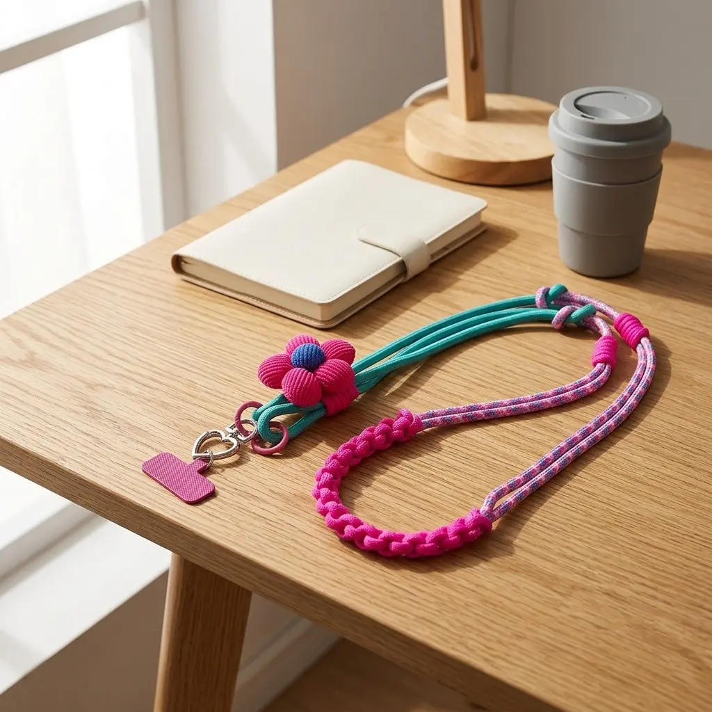 Phone Lanyard Crossbody Long Floral Triple-Use, Detachable Handwoven Rope, Outdoor Travel Anti-Loss Strap, Universal Phone Accessory