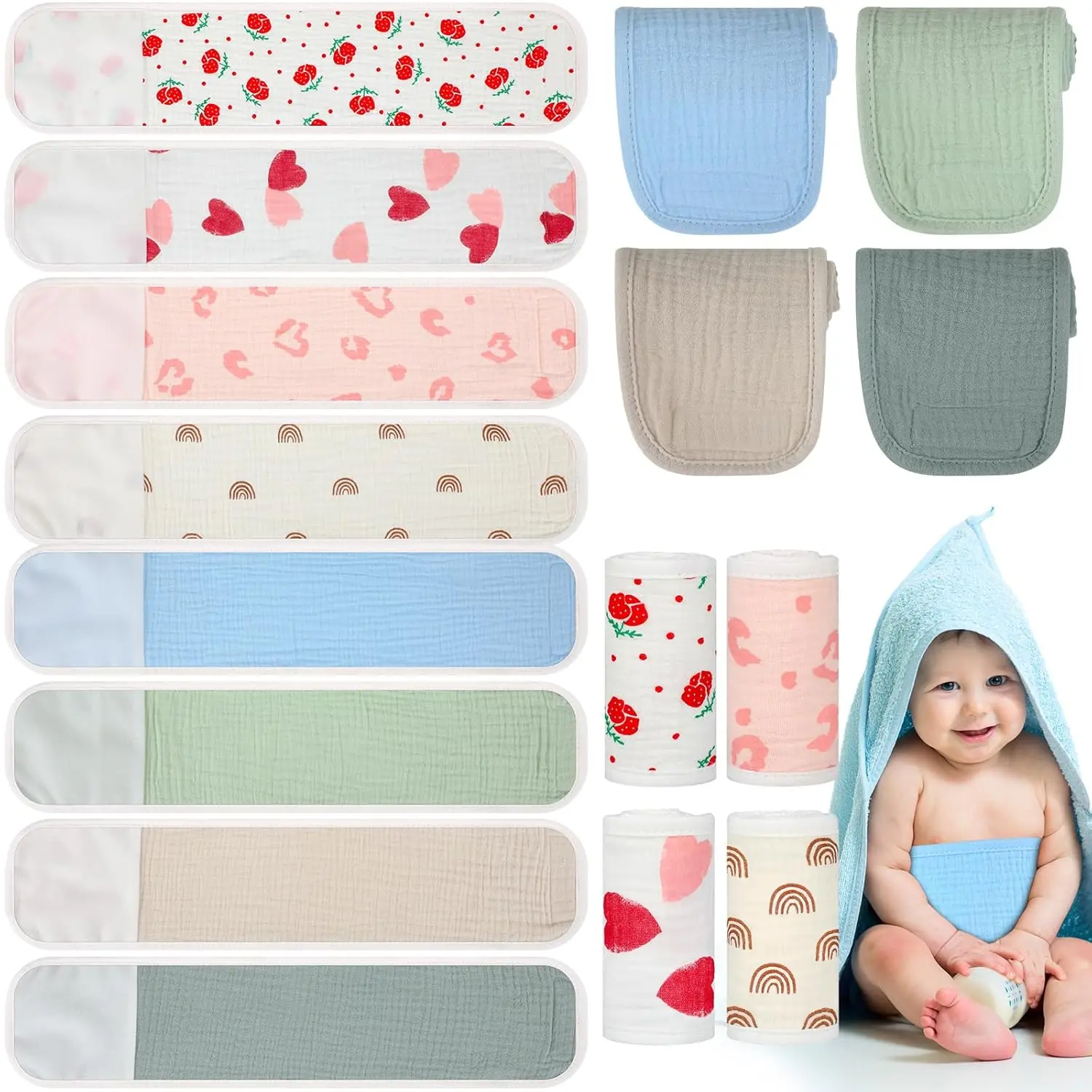 8 Pcs Umbilical Cord Cover  Newborn Belly Button Binder  Baby Umbilical Hernia Belt Belly Band Comt Adjustable Cotton  Newborn Protection Baby Gifts  0 To12 Months(Cute)
