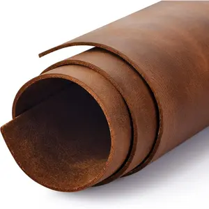 Genuine Top Full Grain Oil Tan Crazy Horse Cowhide Leather Sheets - 1.8-2.0MM Thick, 8"x12" Light Brown, for Leathercraft Wallet Making, Tooling Sewing Hobby (Home Supplies), Genuine Leather
