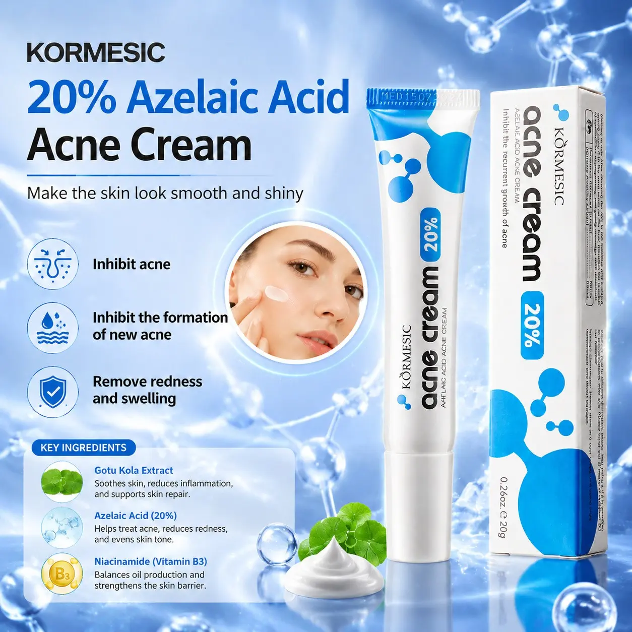20% Glycolic Acid Multi-Action Face Mask, Contains Hyaluronic Acid, Leaves Skin Healthy and Smooth, Youthful Glow, Suitable for All Ages