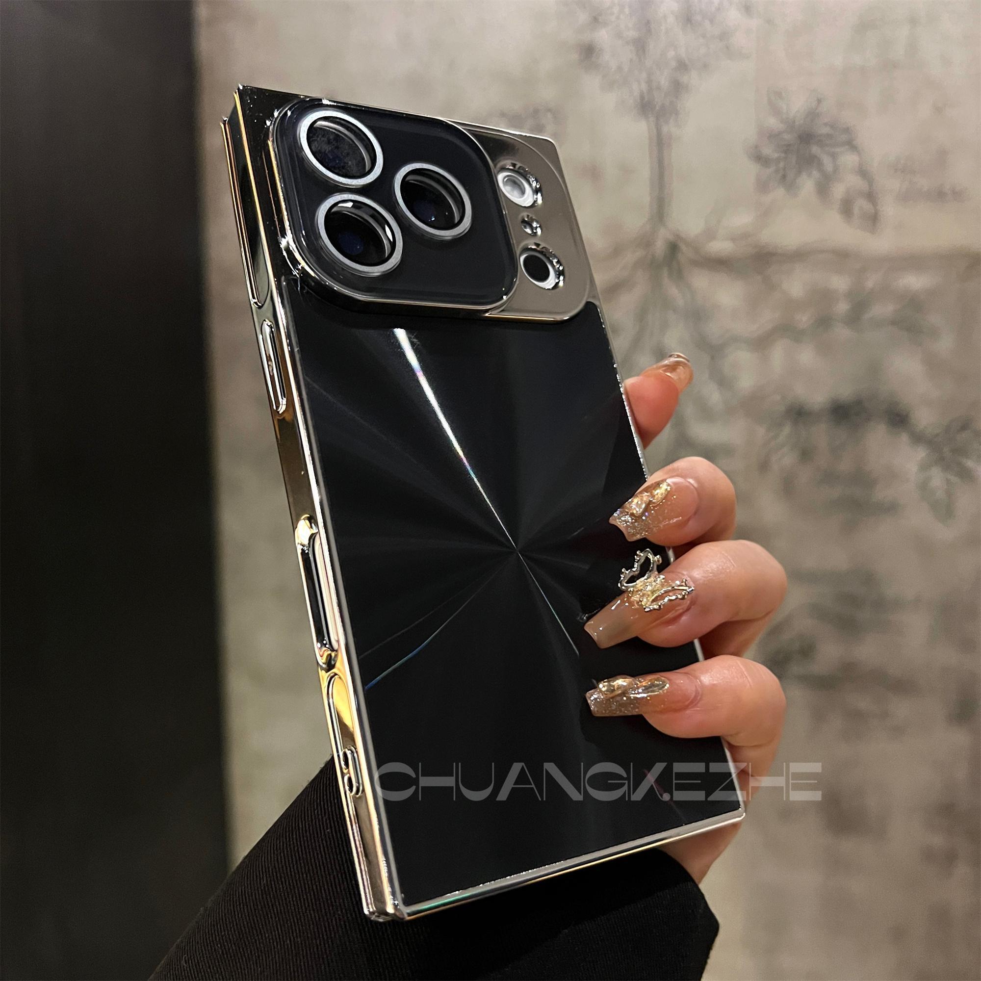 High-quality Square Aurora Electroplated Frame Case for iPhone 17 Pro Max 16 15 14 13 with HD Lens Protector & Crystal-Clear Camera Protection Casing Cellphone Protective  Smartphone Cover