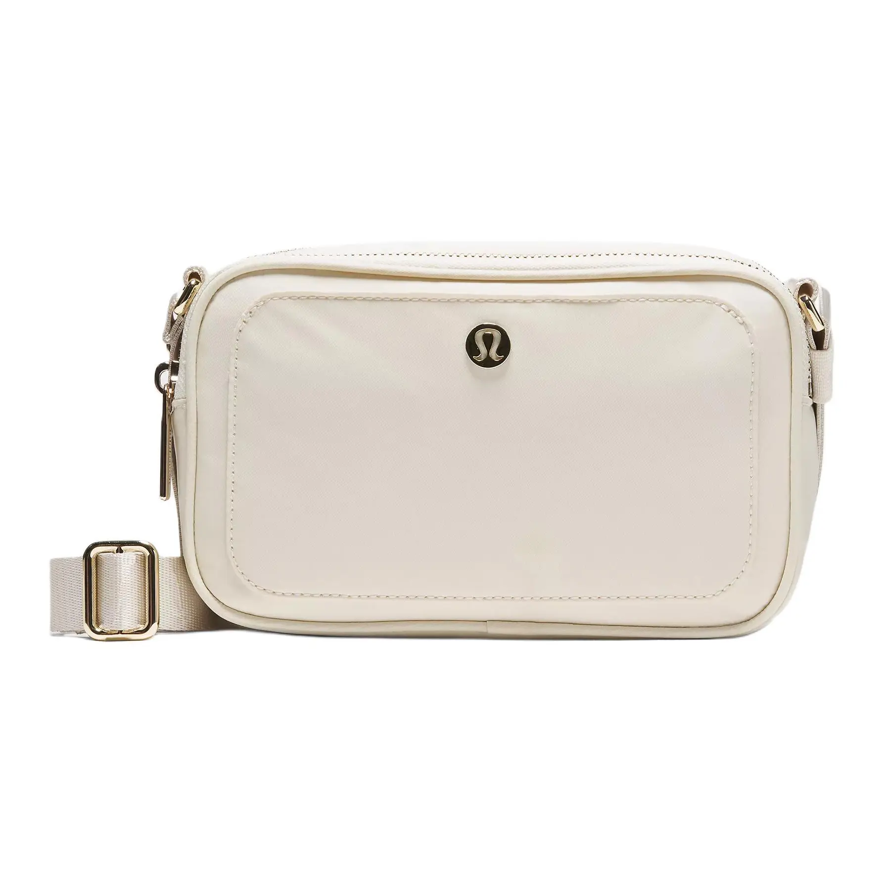 Lululemon Camera Bag for Women – Adjustable Strap Crossbody Shoulder Bag in Beige Recycled Nylon