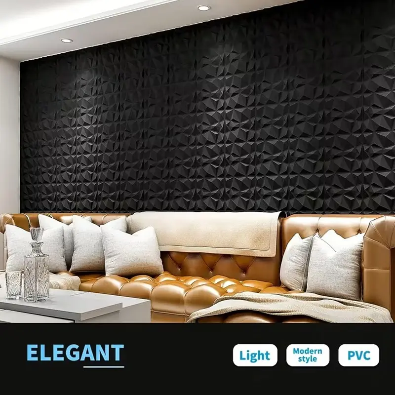 10pcs 3D Diamond Wall Decor Panels, Indoor Bedroom Game Room Background Wallpaper, Elegant Home Decoration, Easy to Install