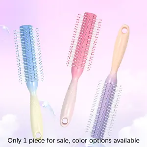 Gradient Cylinder Hair Curler Comb, Soft Teeth Anti-Static, No Tangles, Dry Wet Use, Home Blowout, Inner Bend Bangs, Portable Salon Comb