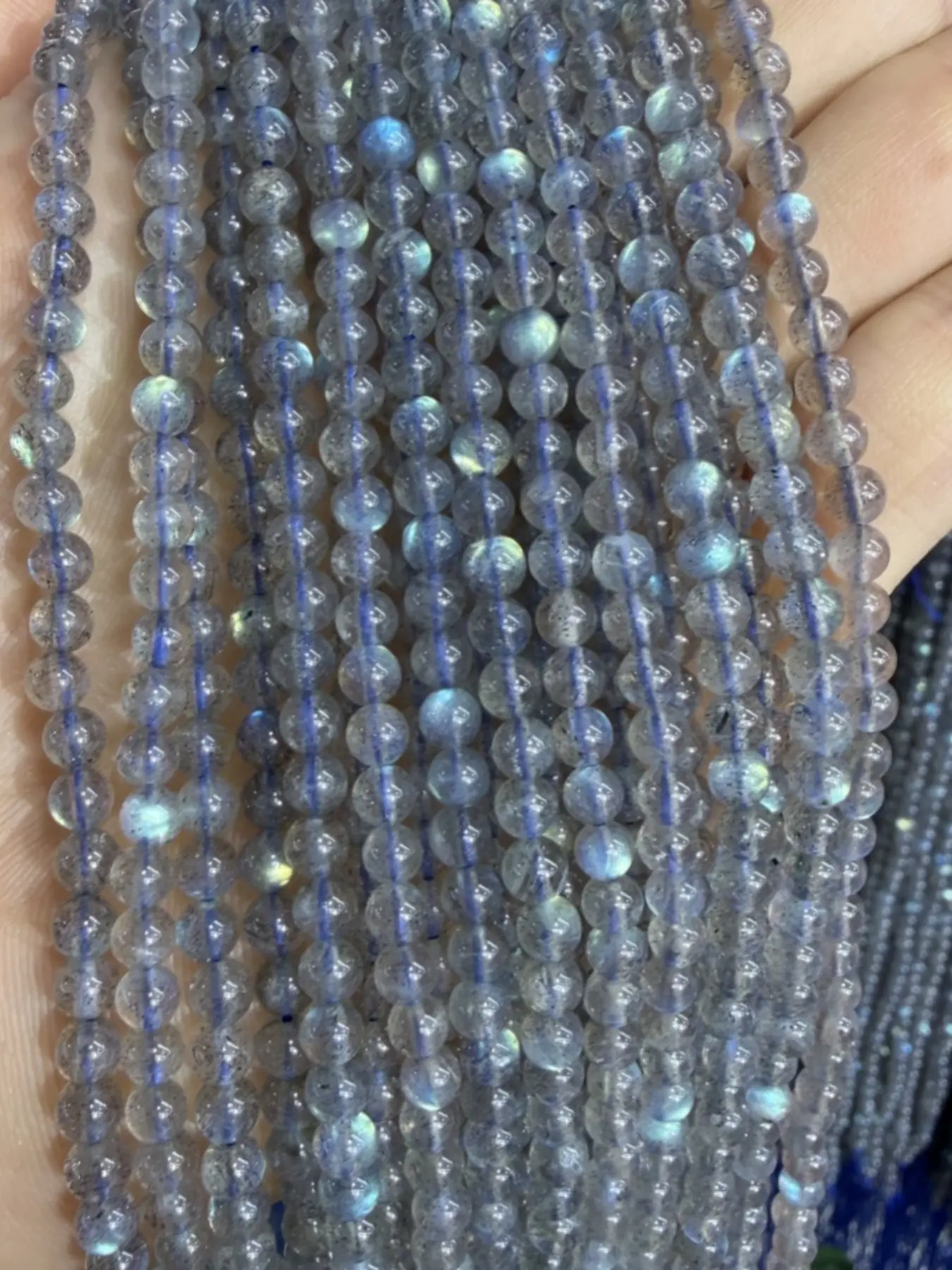 4mm High Flash Labradorite Beads for DIY Jewelry, Boho Style Marble Pattern, All Seasons Jewelry Making Supplies, Batch