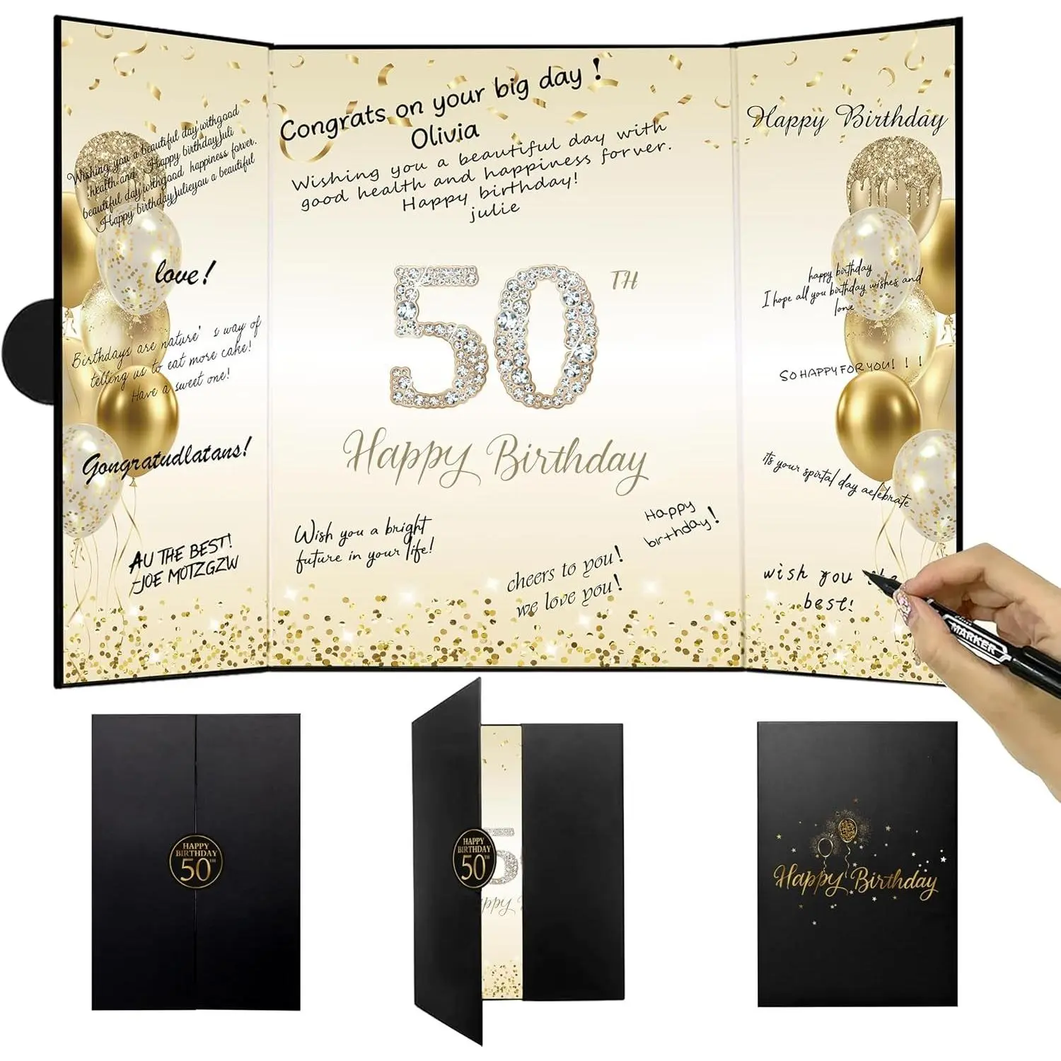 50th Birthday Guest Book- Happy 50th Birthday Alternative Signature Book for Women & Men, Elegant Memory Keepsake Journal, 50th Birthday Party Decorations & Gifts