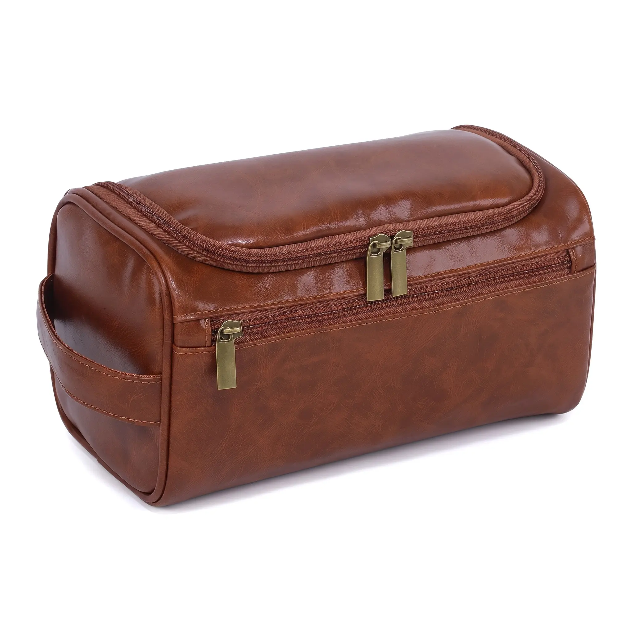 Men's Secure Fastening Travel Toiletry Bag, Waterproof PU Leather Compact Bag, Durable and Stylish Travel Organizer, Travel Essentials, Travel Cosmetic Bag for Gift, Sleek Organizer, Travel Grooming Organizer, Travel Pouches For Toiletries