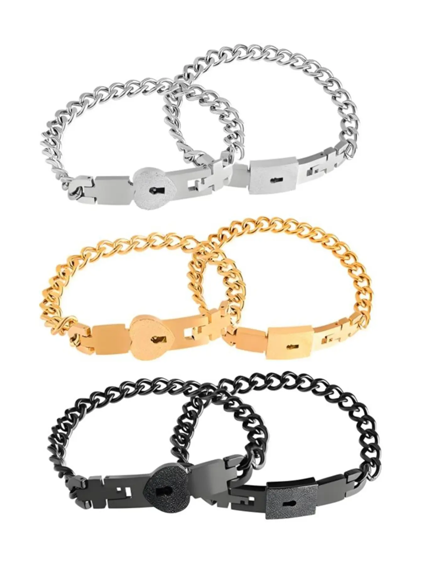 Couple Heart Lock Set with Key Bracelet, Romantic Jewelry Gift for Couples, Perfect Valentine's Day Present, Unique Love Symbol Accessories