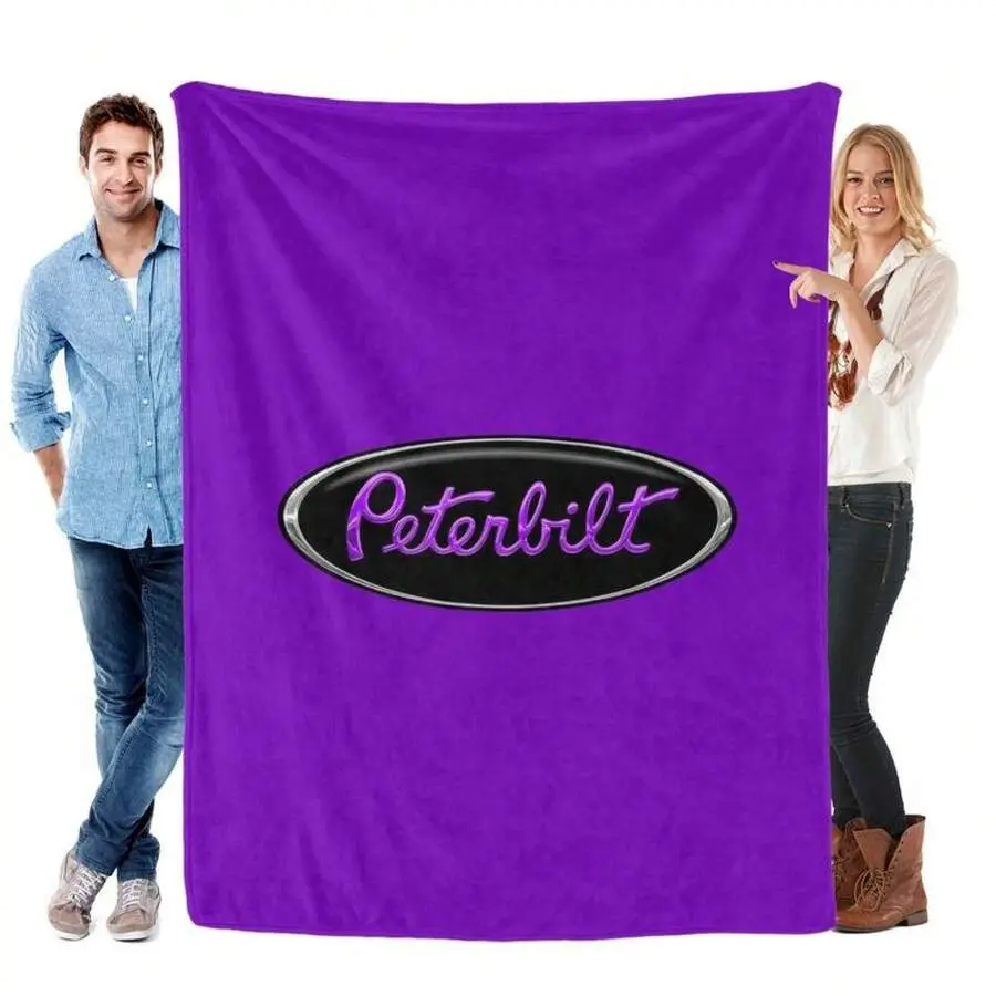 Peterbilt Truck Purple Throw Blanket For Bed,Soft Collage Blanket For Bedroom,Cute Blanket Funny Room Decor Blankets For Bed SofaThanksgiving Father's Day's Day Holiday Gifts For Family And
