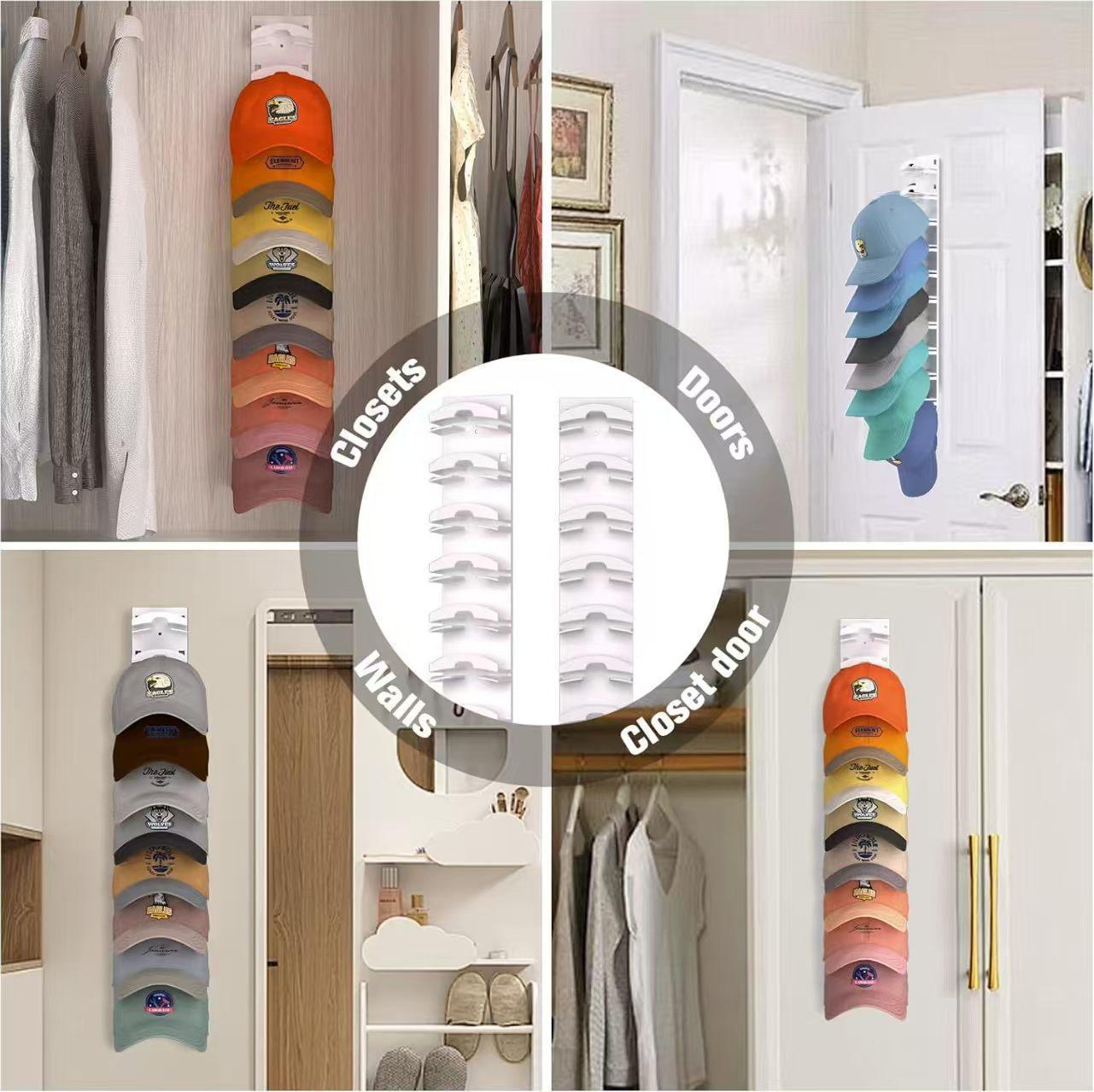 Wall Mounted Hat Organizer Rack Baseball cap multi-layer wall-mounted storage rack, adhesive wall-mounted hat rack, cap and baseball cap holder