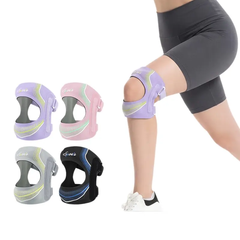 Unisex Silicone Patella Knee Support Strap Breathable Shock Absorbing Meniscus Protector Knee Brace for Basketball Football Running Hiking Climbing Gym Training Outdoor Sports