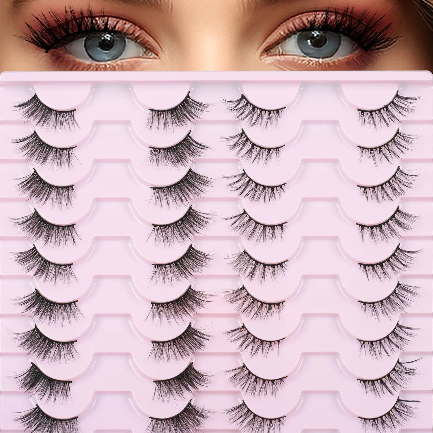 Viral DIY Cluster Lashes - Natural Elongated Wispy Feathery Style, Airy Soft Segment Lash Extensions for Everyday Light Makeup.