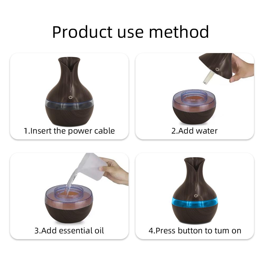 300ml USB Humidifier Essential Oil Diffuser Portable Cool Mist Home Office Travel