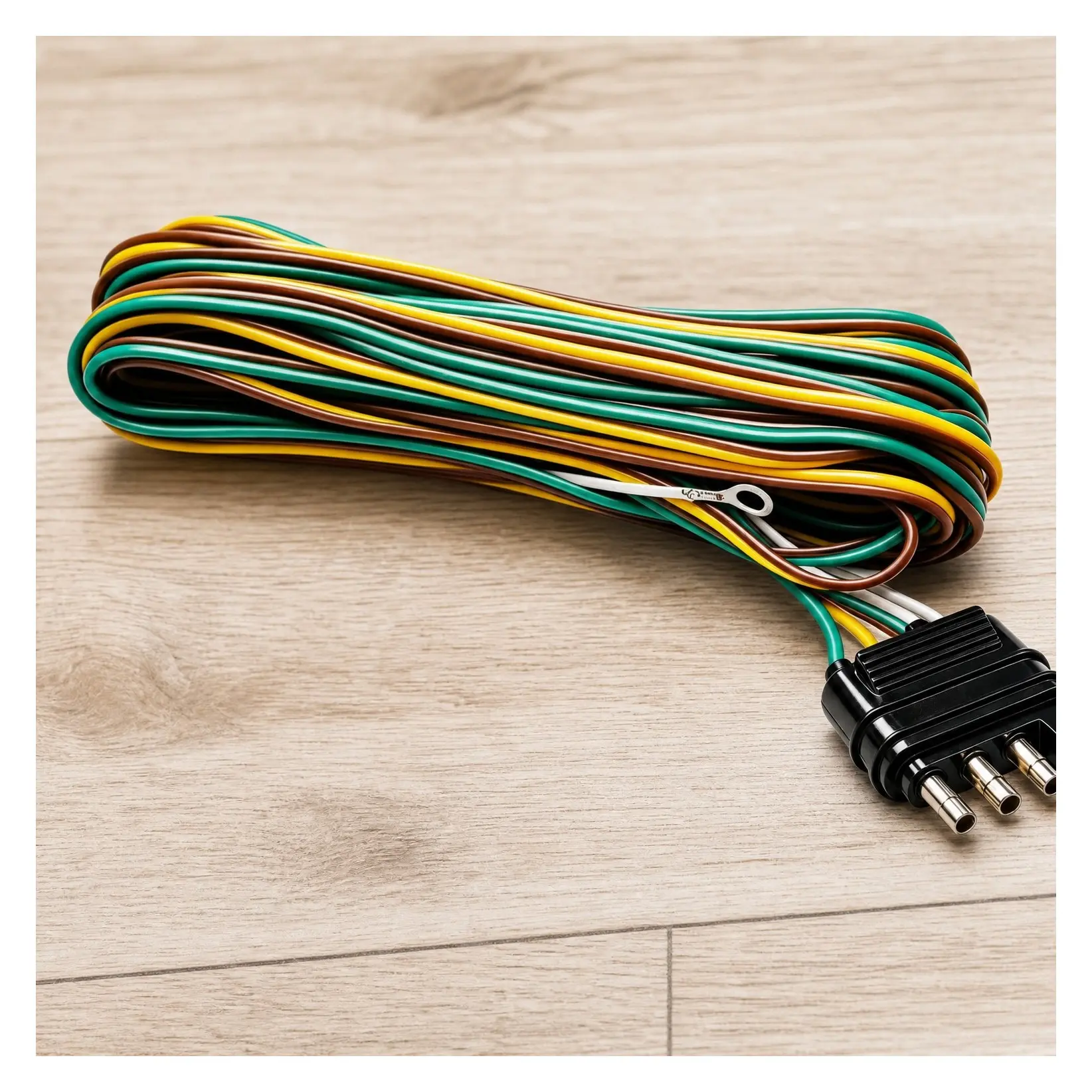 25ft 4-Wire 4-Flat Trailer Light Wiring Harness Extension Kit with 18 Gauge White Ground Wire for Trailers O-016Gift