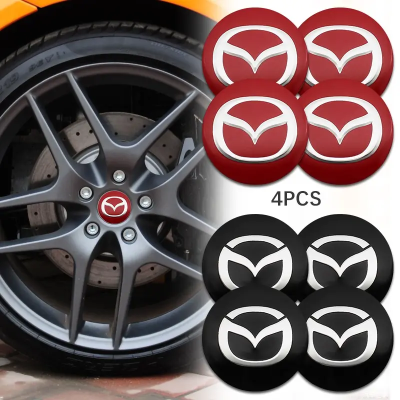 4 PCS 56mm Car Wheel Center Cap Stickers for Mazda 2 3 5 6 Axela Atenza Speed ​​6 CX-3 CX-4 CX 5 CX-7 CX-8 CX-9 MS Demio MPS