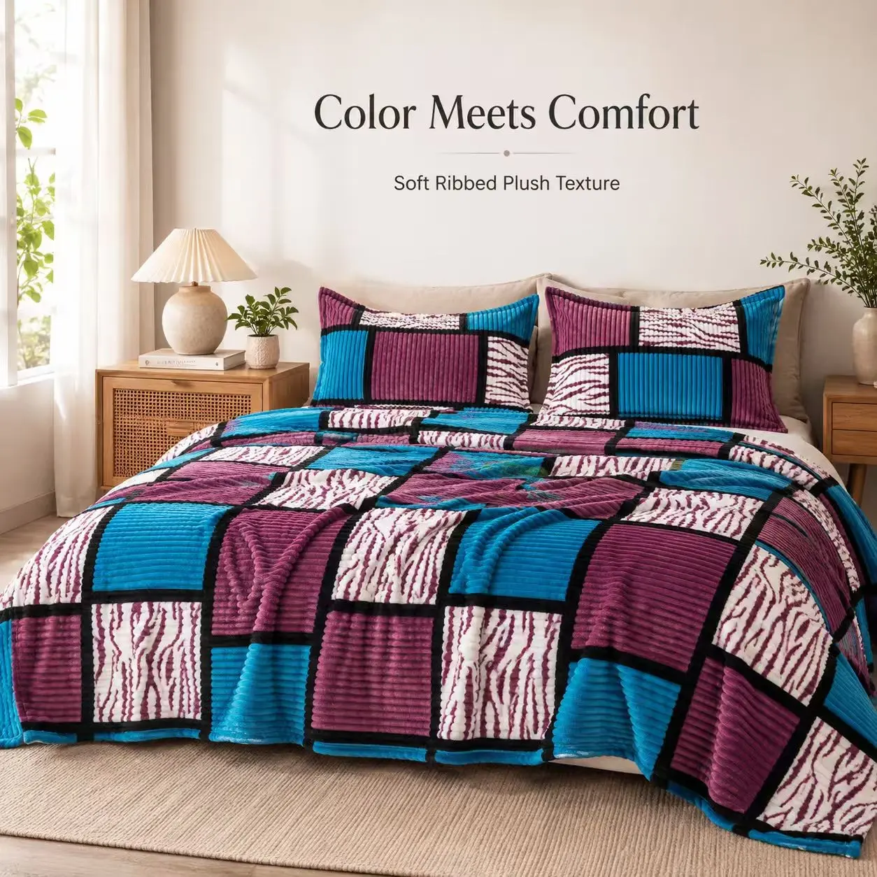 1pc Magic Fleece Plaid Bedspread, Fluffy Comfortable Skin-Friendly Blanket, Multiple Sizes, Home Bedroom Living Room Outdoor, Gift Idea