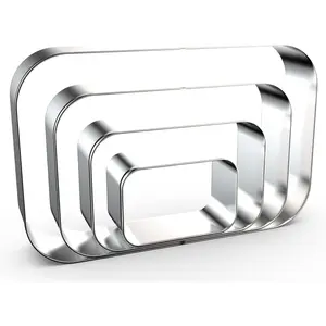 Rounded Rectangle Plaque Cookie Cutter Geometric Set for Baking - 5 Inch, 4 Inch, 3 Inch, 2 Inch - Geometric Frame Plaque Cookie Cutters Shapes Molds - Stainless Steel