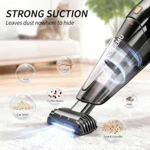 2 Car vacuum cleaner with super suction, handheld cordless, low noise, convenient and fast, 6 accessories, handheld wireless vacuum cleaner, portable high-power vacuum cleaner, small vacuum cleaner, suitable for car/home use and pet hair cleaning