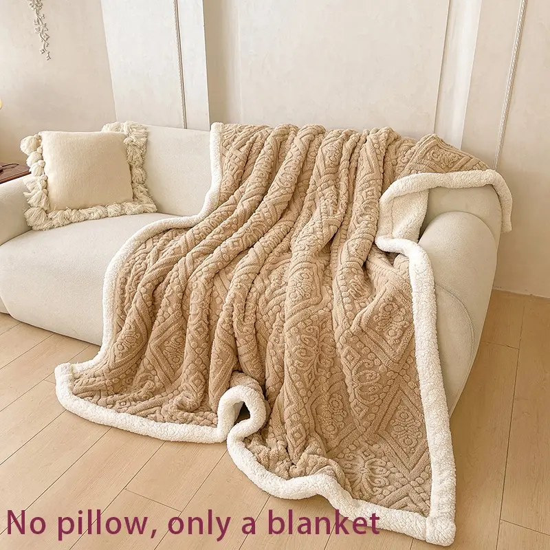 Solid Color Blanket, Fashion Embroidered Cozy Thickened All-Season Blanket, Suitable for Living Room Bedroom Office
