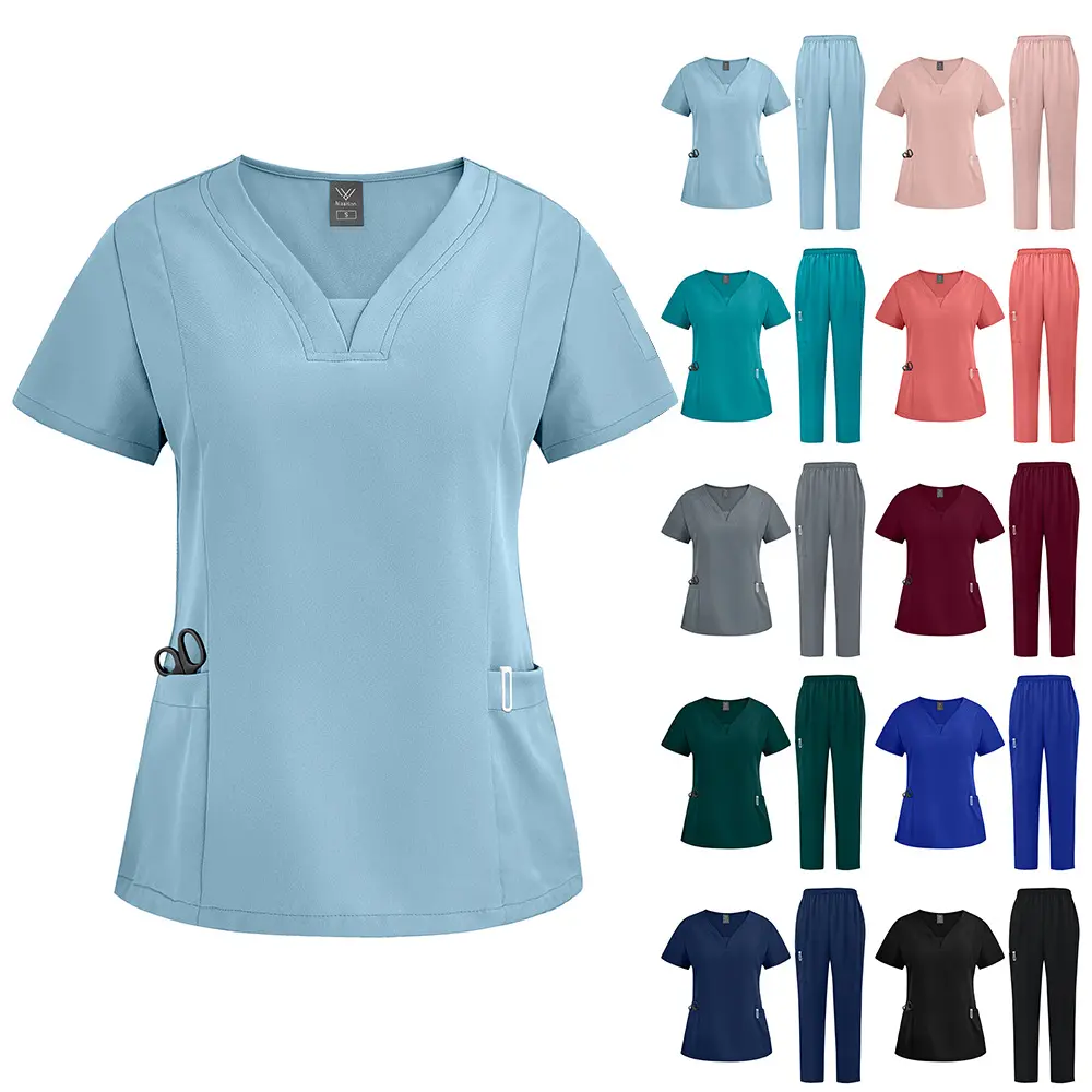 Surgical gown set, doctor and nurse uniforms, SPA beauty salon, dental hospital workwear, scrub suits, in stock on AliExpress