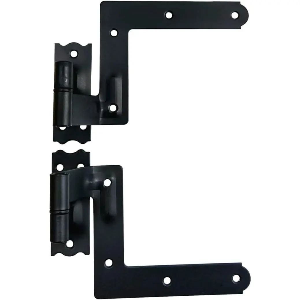 QCAA Steel Blind Shutter Window Offset Hinge for Wood/Brick Frames, 2-1/8" Offset, Powder Coated Matte Black, 2-Pack Pair Pack, Made in Taiwan