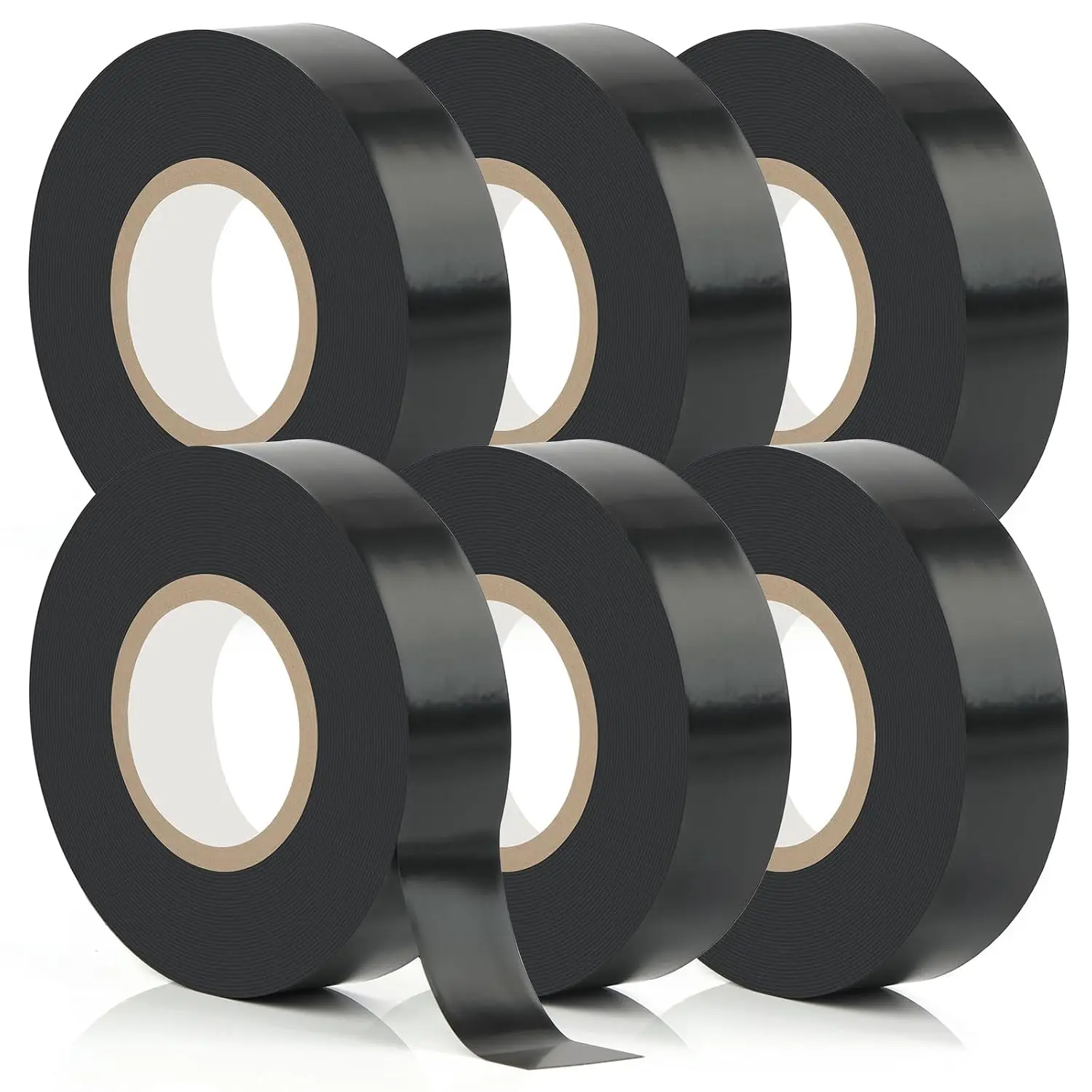 6-pack black electrical tape, 66 feet waterproof black electrical tape| Materials for high-temperature repairs, adhesives, household outdoor insulation tape, power tools and accessories