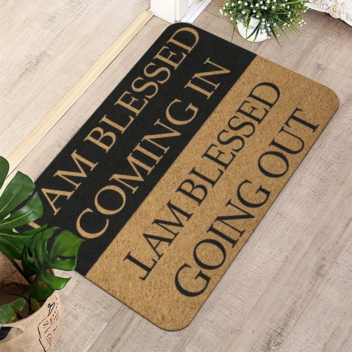 Bless Inspirational Quote Doormat, Quick Dry Diatomaceous  Crystal Velvet Mat With Anti-Slip Backing, Entryway Indoor Rug, I AM Bless Going Out Bless Doormat Home Decor