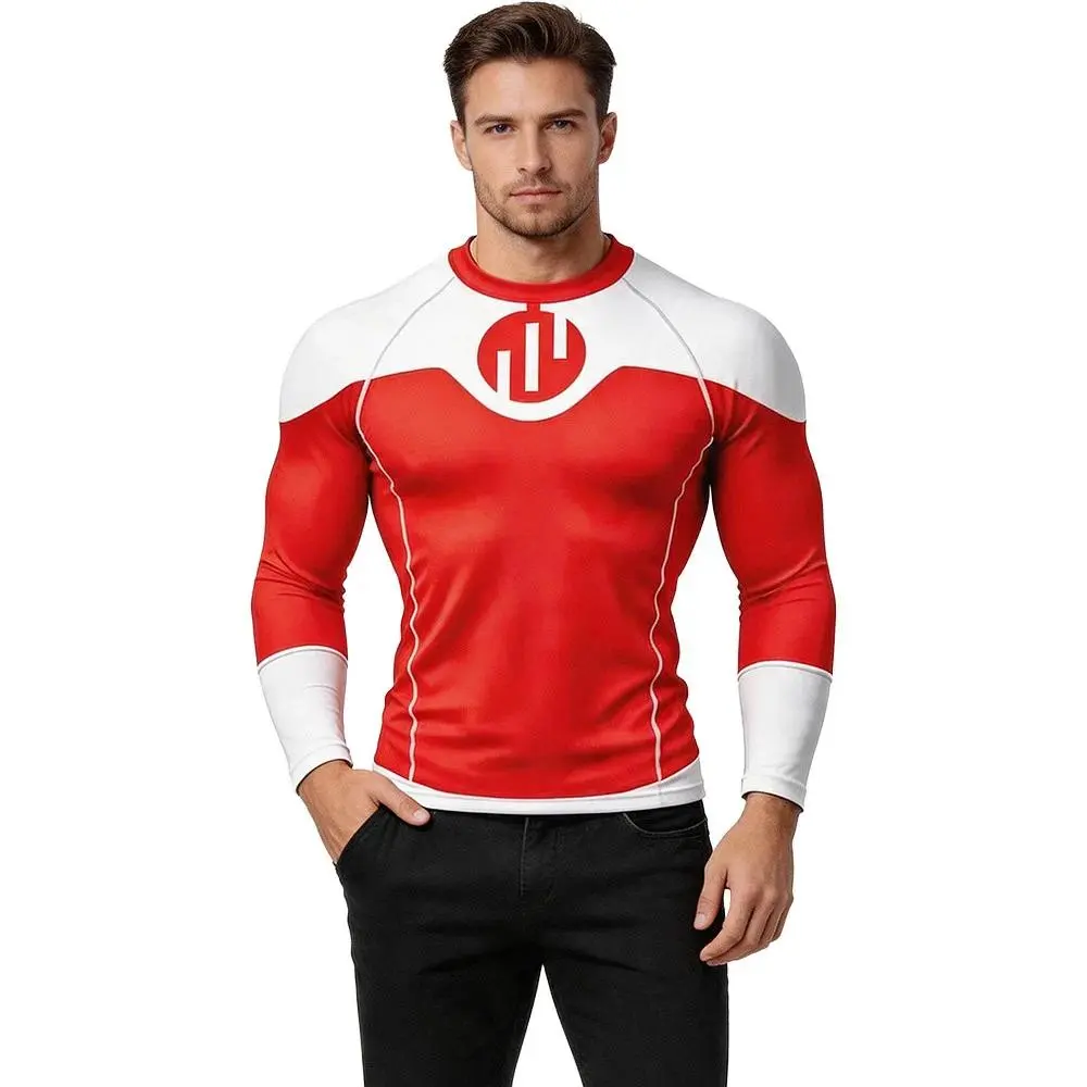 Invincible Viltrumite Cosplay Costume Guard Long-Sleeve Top - Handmade Acrylic-Nylon Blend, for Male/Female Gym, Sports, Diving Swimwear Use, Gym Tops, Polyester, S, Xxl, Synthetics, Top Quality