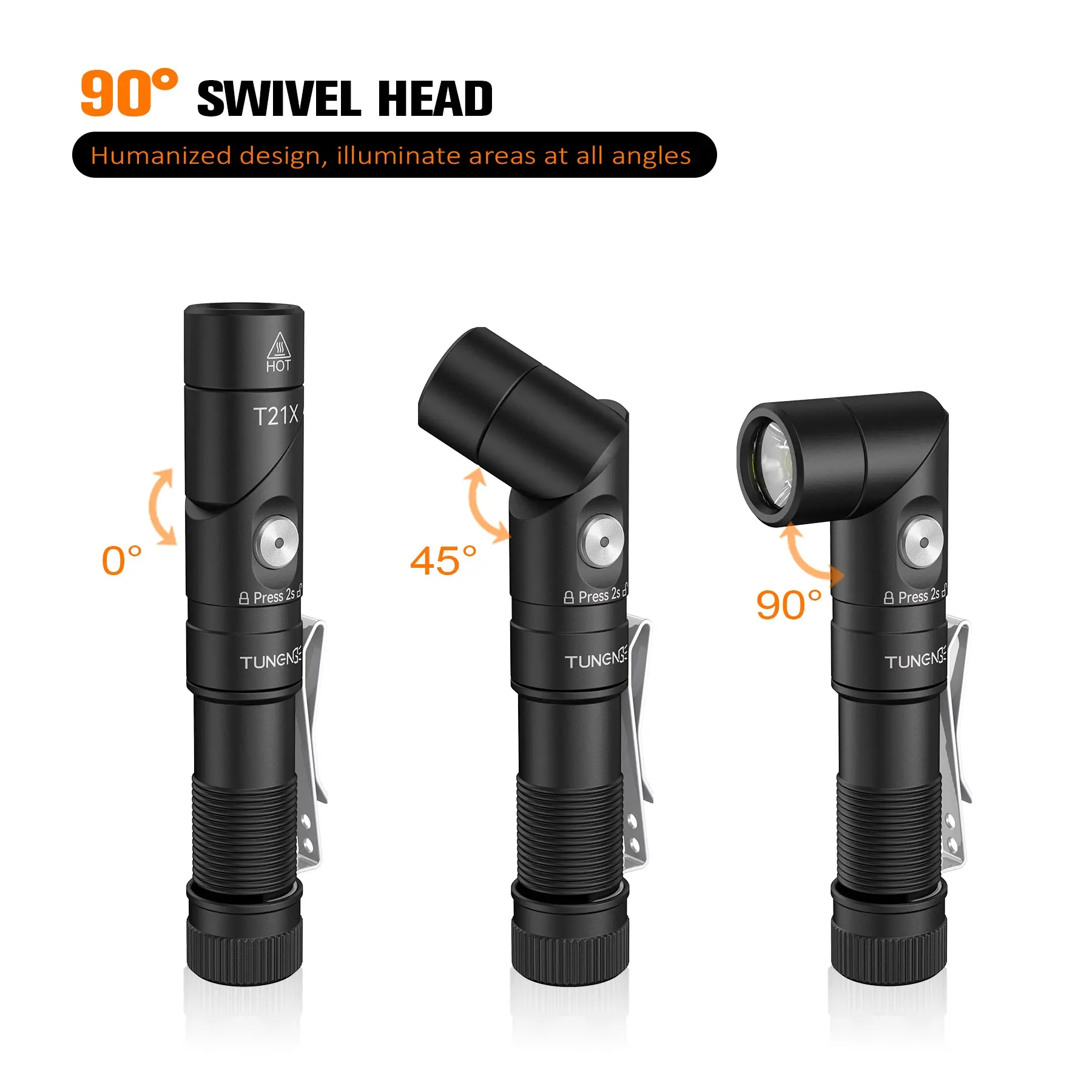 T21x 90 Degree Corner Edc Flashlight, Compact Design for Easy Access, Ideal for Everyday Carry, Durable Construction, Reliable Lighting Solution
