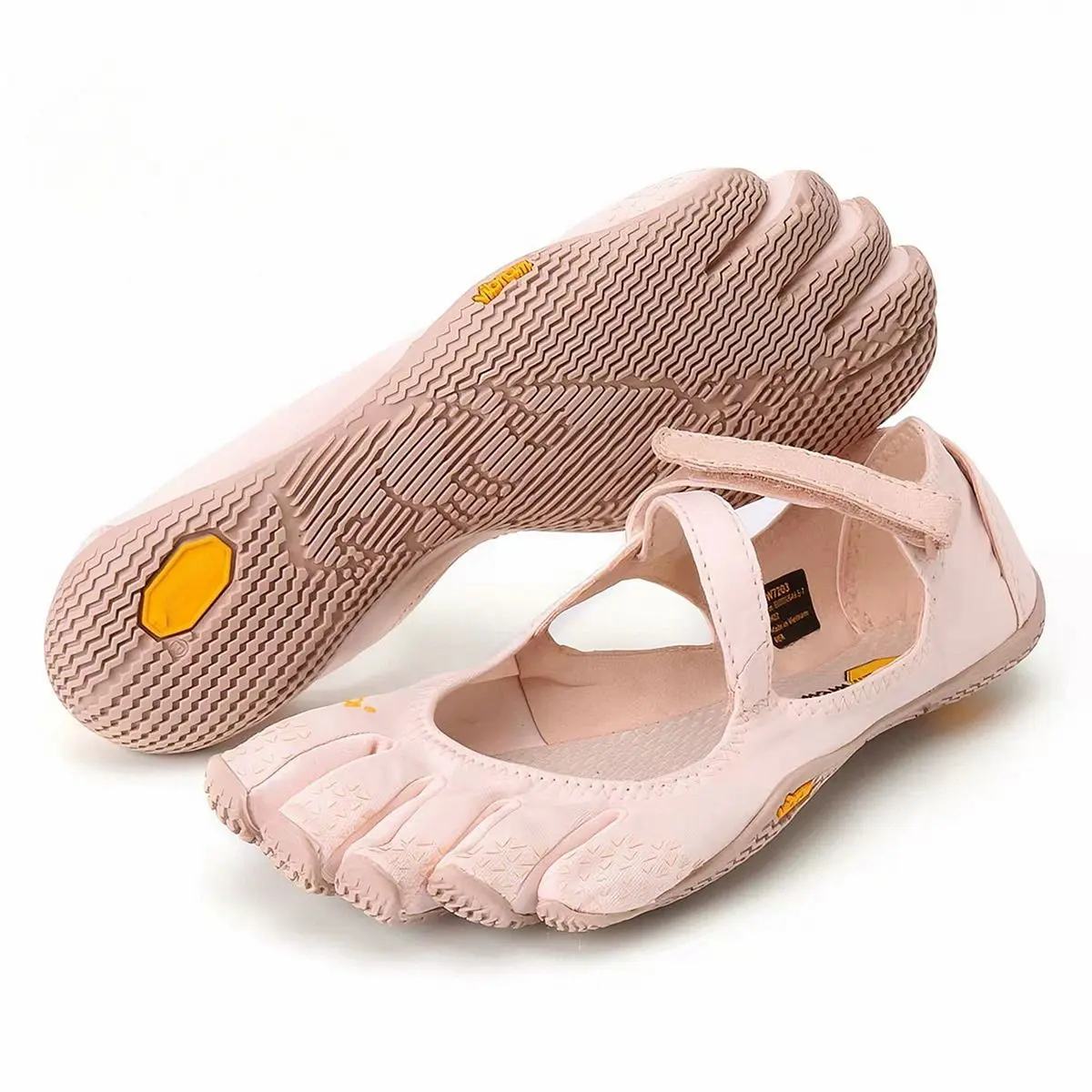 5-Finger Barefoot Women's Training & Gym Shoes, White-Pink Split Mary Jane Water Shoes, Velcro Adjustable Strap, Quick-Dry Synthetic, Flexible Thin Anti-Slip Rubber Sole, Foldable Slip-On for Yoga, Pilates, Five-Finger Barefoot Women's Training & Gym Shoe