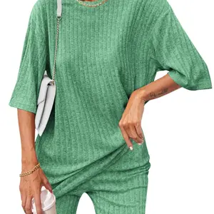 Pajamas 2 Piece Lounge Sets Ribbed