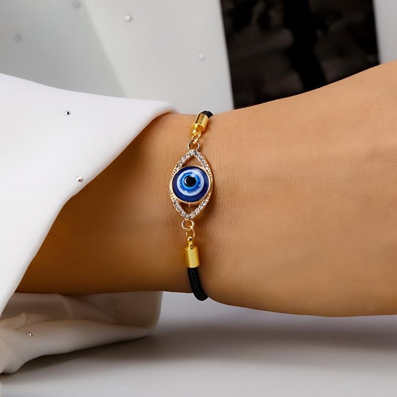DB- Evil Eye Bracelet for Women & Men, Turkish Style Enamel Protection Charm, Adjustable Cord Spiritual Jewelry, Lightweight Stackable Accessory for Daily Wear Birthday Gift-DB