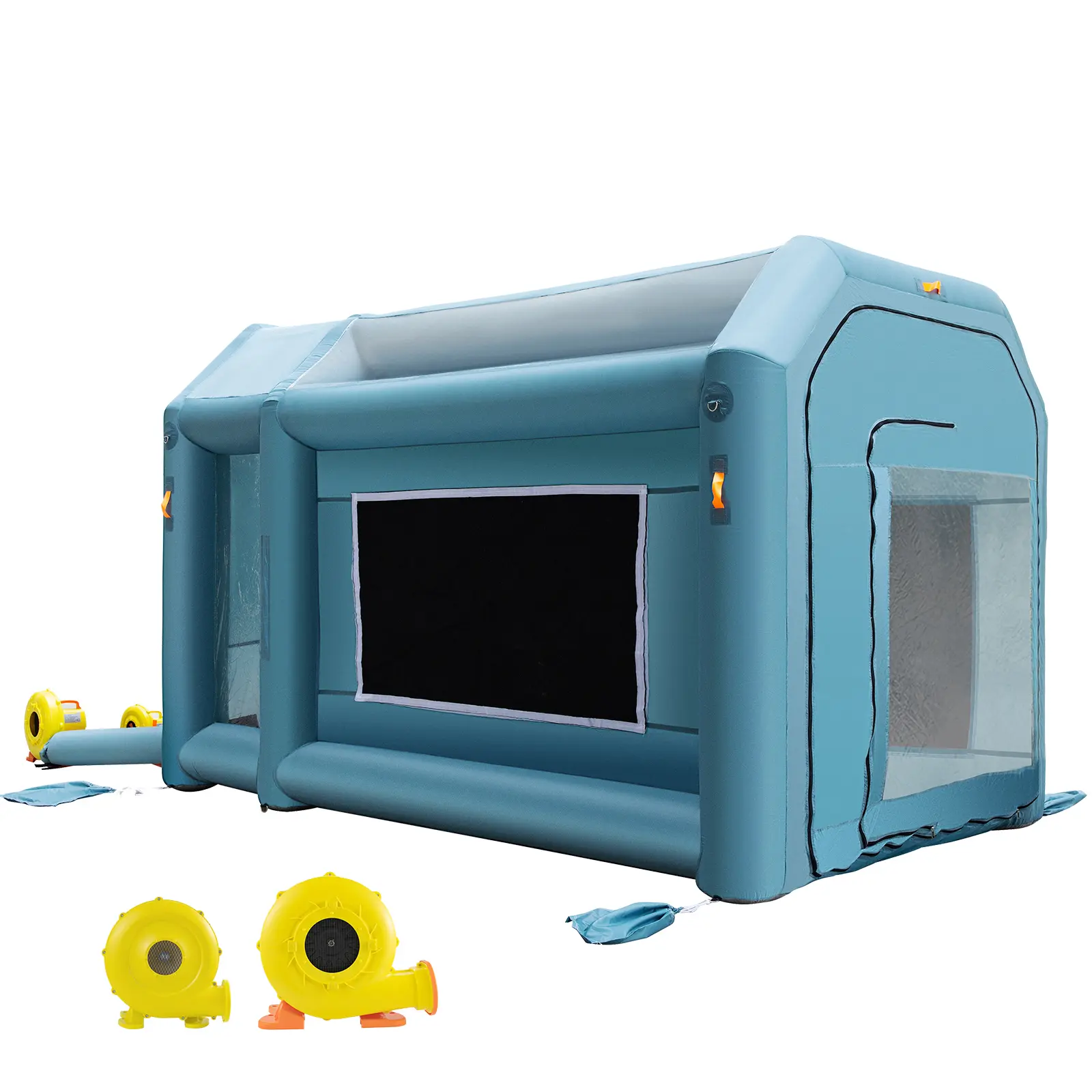 Portable Inflatable Paint Booth, 13 x 8 x 8ft Inflatable Spray Booth, Car Paint Tent with Air Filter System & 2 Blowers, Upgraded Blow Up Spray Booth Tent, Auto Paint Workstation Motorcycle Gara