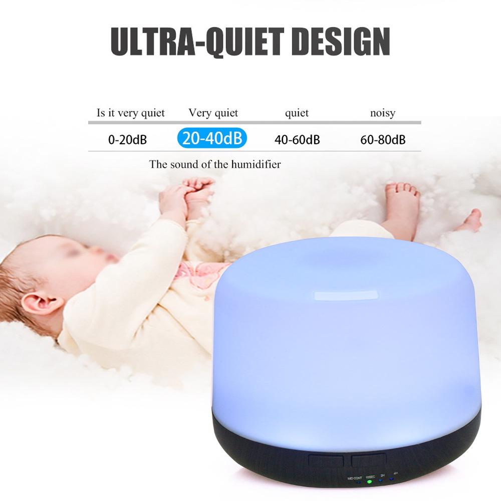 Aroma Diffuser & Humidifier, 500ml with 7 Color Changing LED Lights & Remote, BPA-Free for Home, Office, Yoga