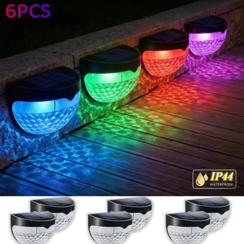 12pcs Compact RGB Outdoor Waterproof LED Semicircle Solar Wall Lights - Wall/Fence Fix, All-Year-Round Lighting for Patio, Outdoor Areas
